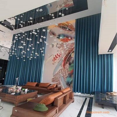 rem vai dep gia re mau xanh cho phong khach