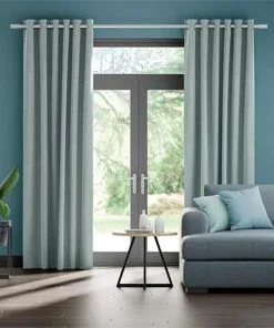 Mẫu rèm vải chống nắng màu xanh rêu hiện đại