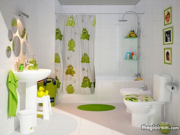 Mách cha mẹ ý tưởng trang trí phòng tắm siêu kool cho bé