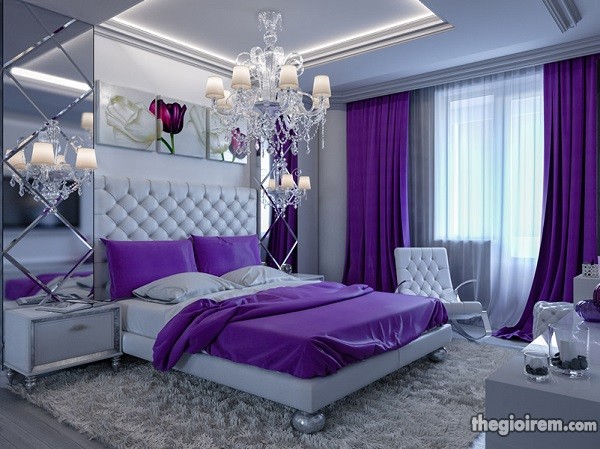 Phòng ngủ đẹp với sắc tím lãng mạn