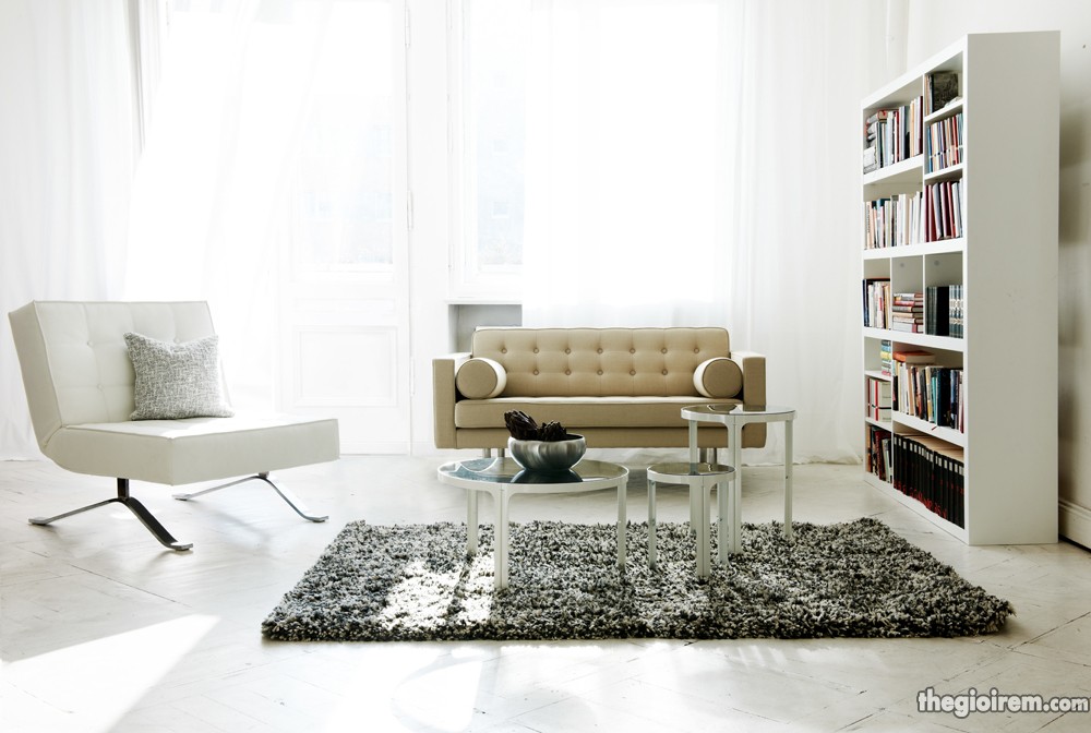 Phòng khách ấm áp và sang trọng với thảm sofa
