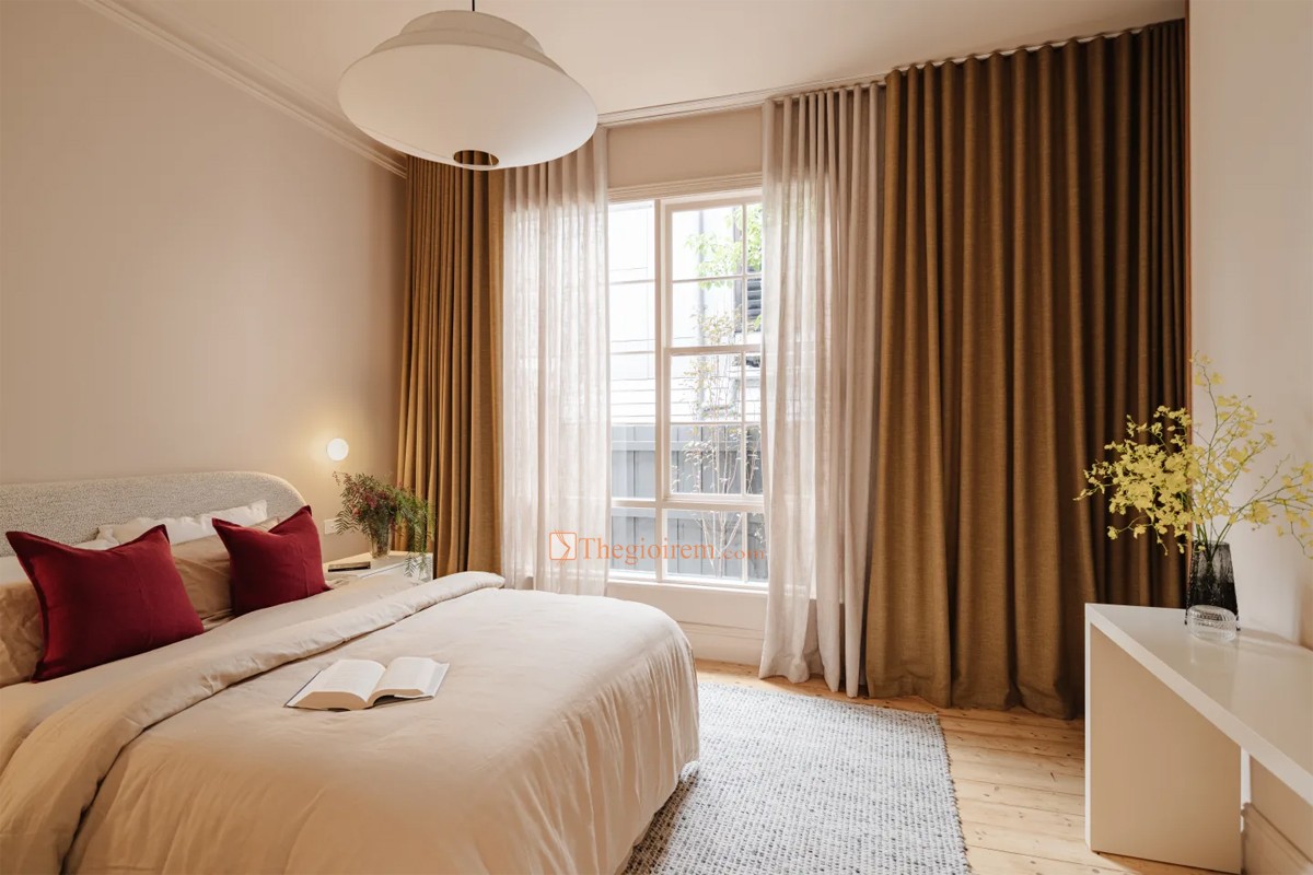 rèm vải 2 lớp che nắng phòng ngủ